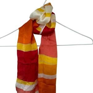 VTG Jones New York Womens 100% SILK Scarf Rainbow Artsy Color Block Rectangle‎